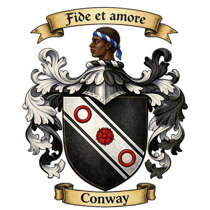 The Conway Family Coat of Arms digital download: Includes Color PNG, B&W PNG, and SVG vector files