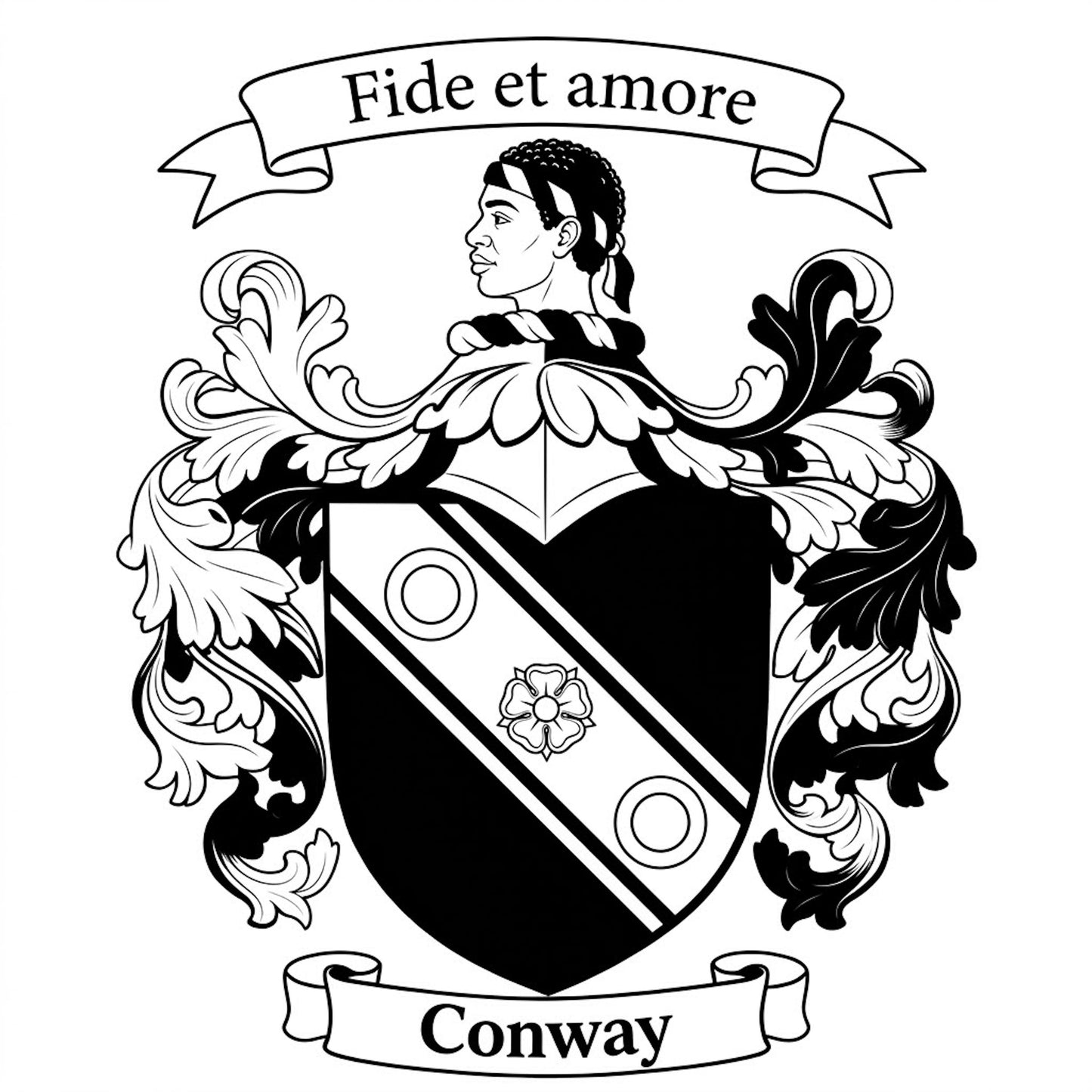 The Conway Family Coat of Arms digital download: Includes Color PNG, B&W PNG, and SVG vector files