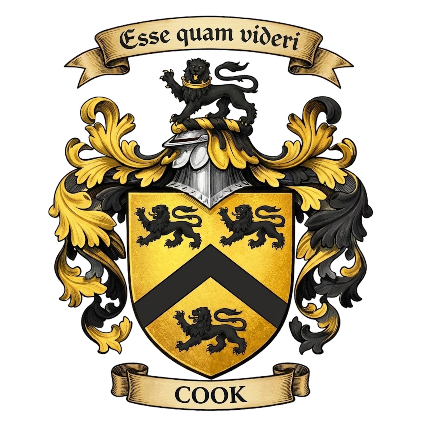 The Cook Family Coat of Arms digital download: Includes Color PNG, B&W PNG, and SVG vector files
