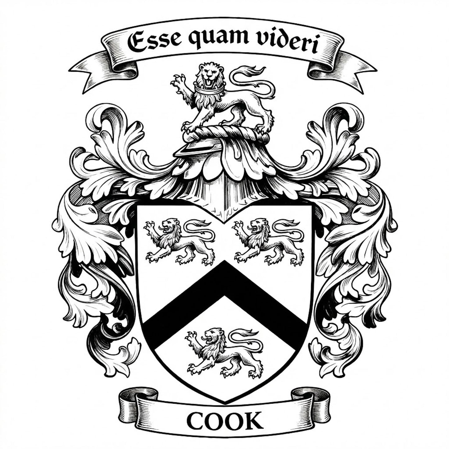 The Cook Family Coat of Arms digital download: Includes Color PNG, B&W PNG, and SVG vector files