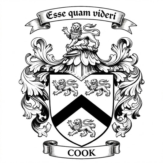 The Cook Family Coat of Arms digital download: Includes Color PNG, B&W PNG, and SVG vector files