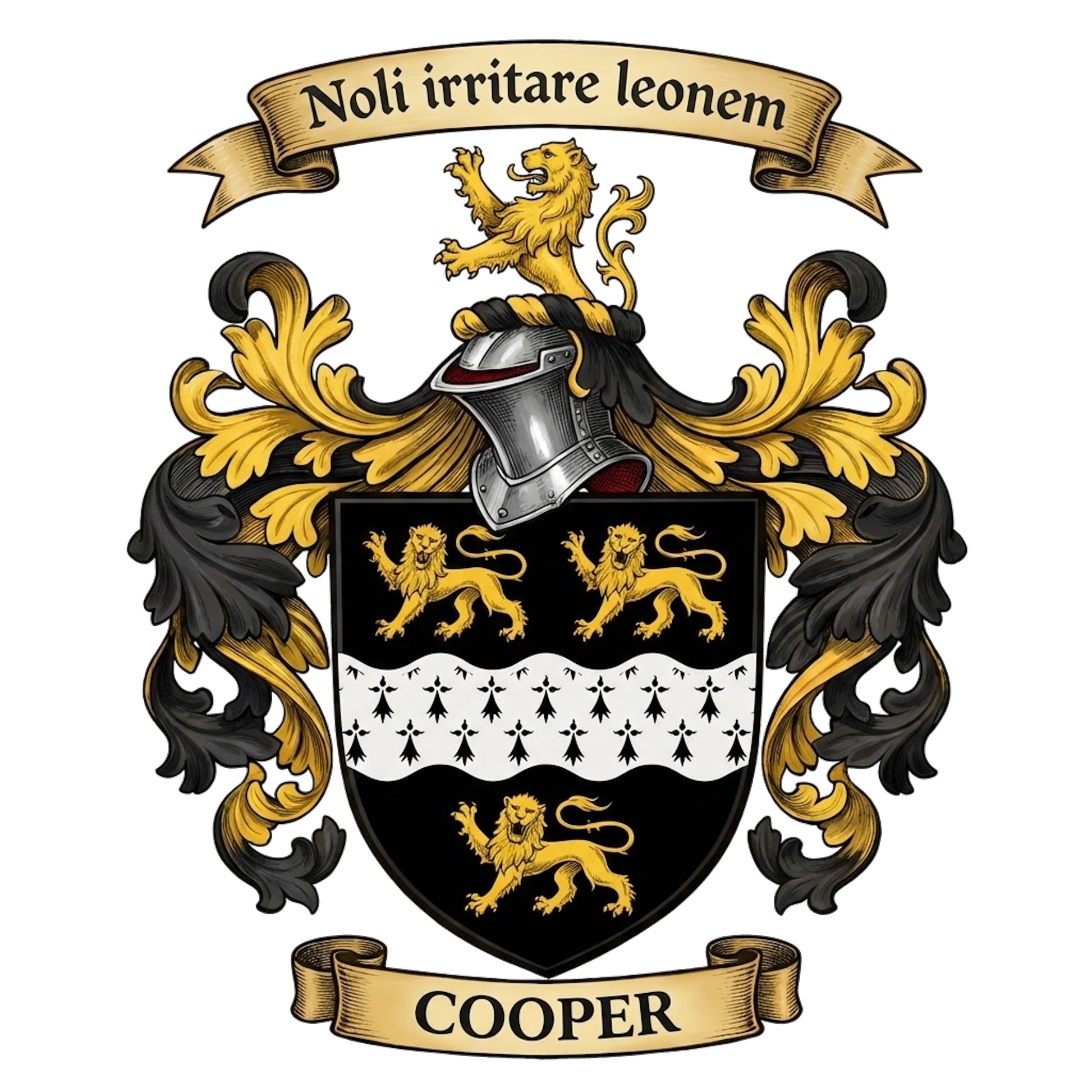 The Cooper Family Coat of Arms digital download: Includes Color PNG, B&W PNG, and SVG vector files