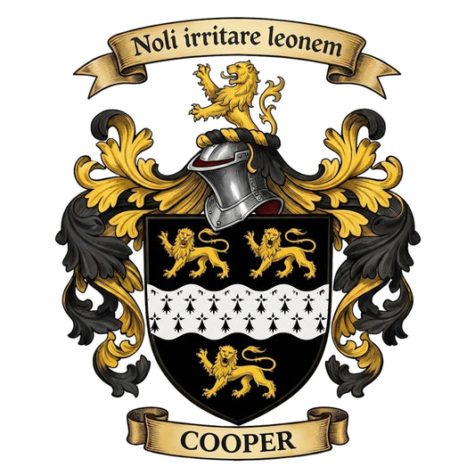 The Cooper Family Coat of Arms digital download: Includes Color PNG, B&W PNG, and SVG vector files