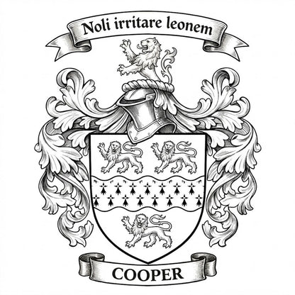 The Cooper Family Coat of Arms digital download: Includes Color PNG, B&W PNG, and SVG vector files
