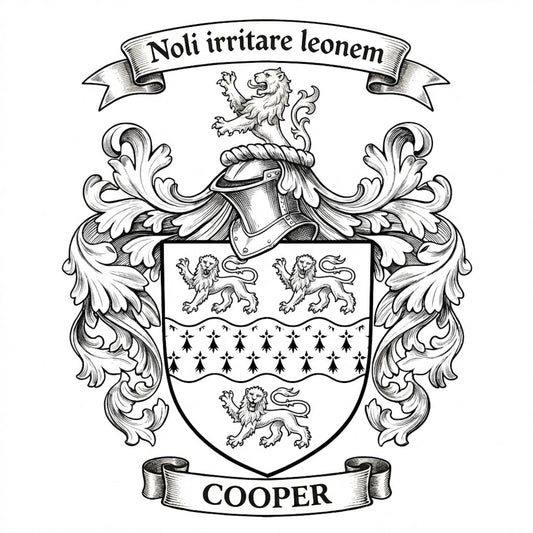 The Cooper Family Coat of Arms digital download: Includes Color PNG, B&W PNG, and SVG vector files