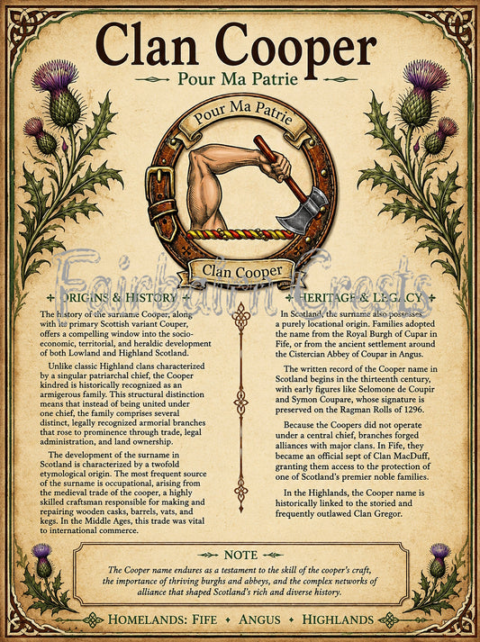 Scottish Clan Cooper Heritage Poster - Instant Digital Download