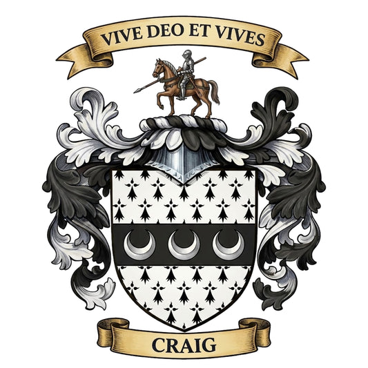 The Craig Family Coat of Arms digital download: Includes Color PNG, B&W PNG, and SVG vector files