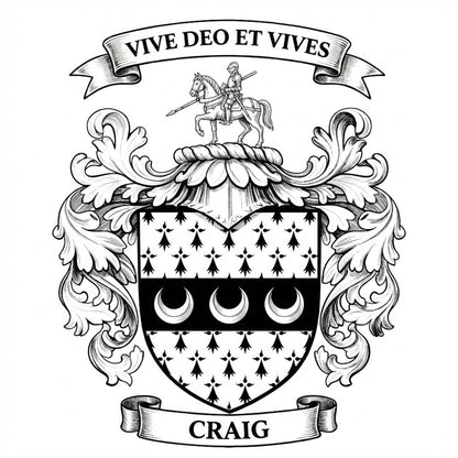The Craig Family Coat of Arms digital download: Includes Color PNG, B&W PNG, and SVG vector files
