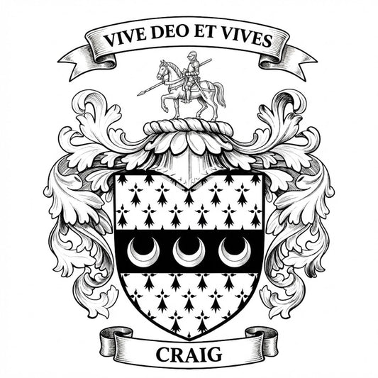 The Craig Family Coat of Arms digital download: Includes Color PNG, B&W PNG, and SVG vector files