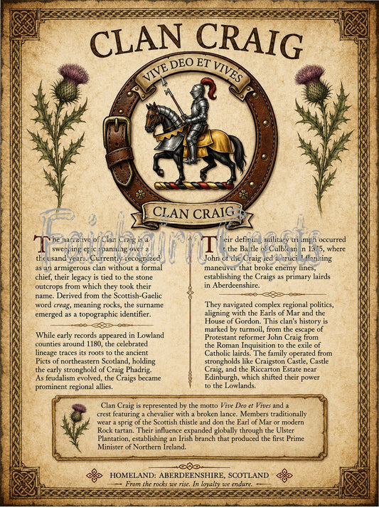 Scottish Clan Craig Heritage Poster - Instant Digital Download