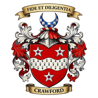 The Crawford Family Coat of Arms digital download: Includes Color PNG, B&W PNG, and SVG vector files