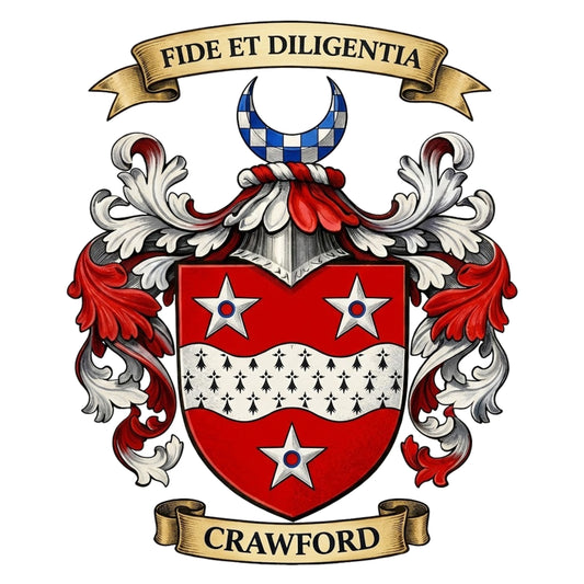 The Crawford Family Coat of Arms digital download: Includes Color PNG, B&W PNG, and SVG vector files