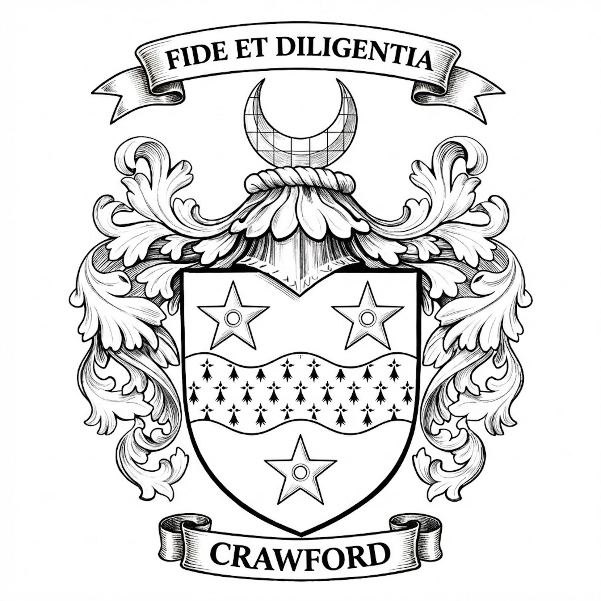 The Crawford Family Coat of Arms digital download: Includes Color PNG, B&W PNG, and SVG vector files