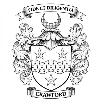 The Crawford Family Coat of Arms digital download: Includes Color PNG, B&W PNG, and SVG vector files