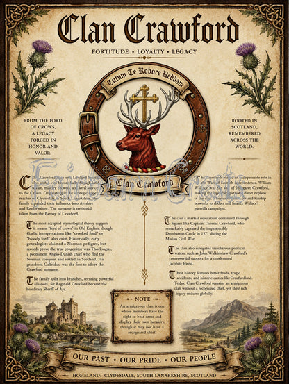 Scottish Clan Crawford Heritage Poster - Instant Digital Download