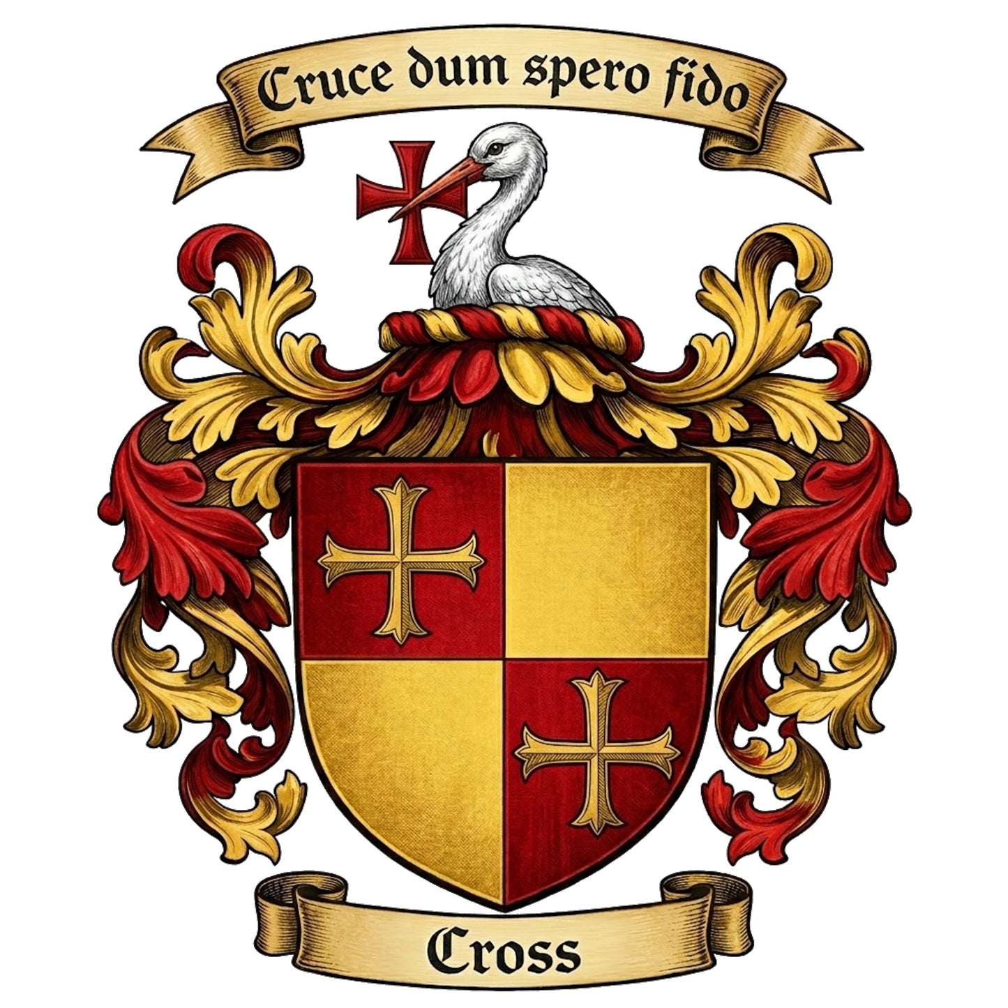 The Cross Family Coat of Arms digital download: Includes Color PNG, B&W PNG, and SVG vector files