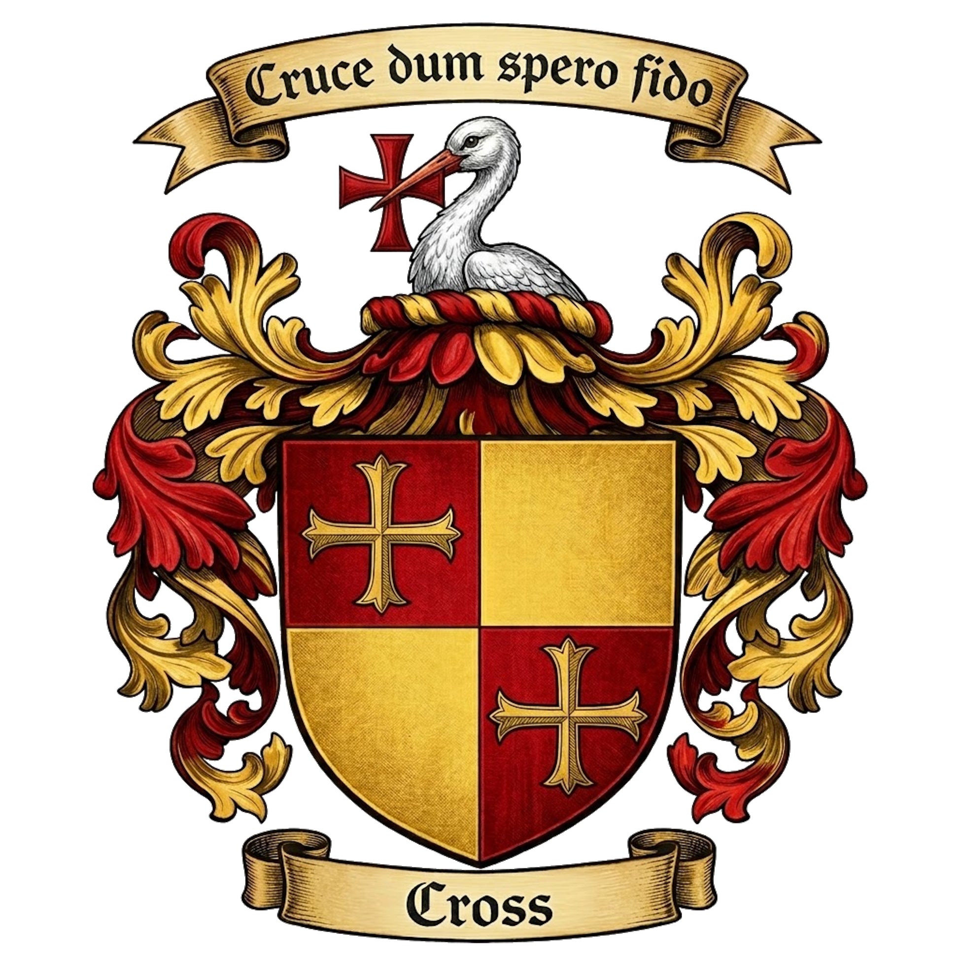 The Cross Family Coat of Arms digital download: Includes Color PNG, B&W PNG, and SVG vector files
