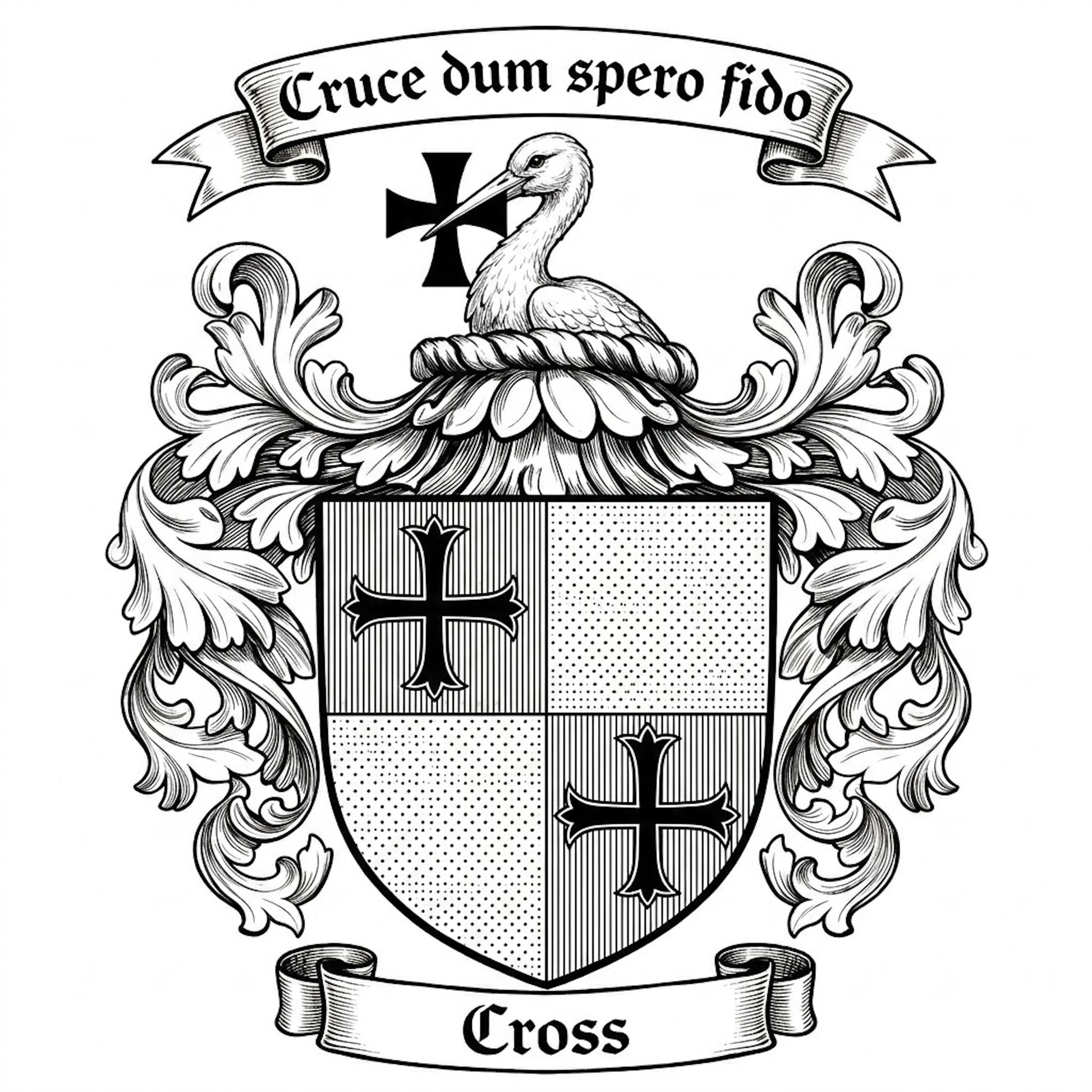 The Cross Family Coat of Arms digital download: Includes Color PNG, B&W PNG, and SVG vector files