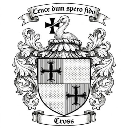 The Cross Family Coat of Arms digital download: Includes Color PNG, B&W PNG, and SVG vector files