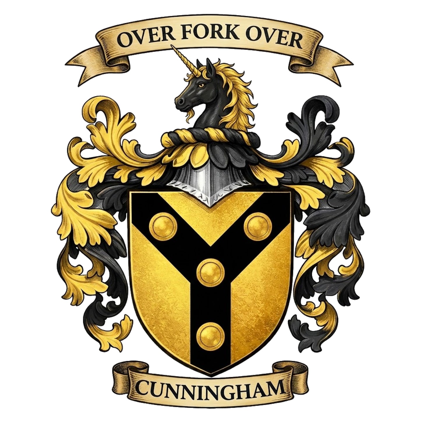 The Cunningham Family Coat of Arms digital download: Includes Color PNG, B&W PNG, and SVG vector files