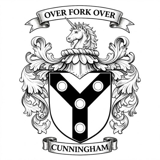The Cunningham Family Coat of Arms digital download: Includes Color PNG, B&W PNG, and SVG vector files