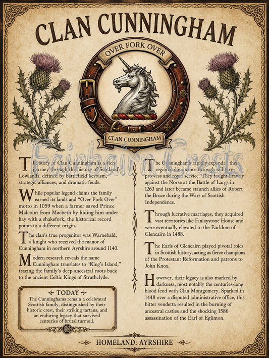 Scottish Clan Cunningham Heritage Poster - Instant Digital Download