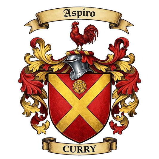 The Curry Family Coat of Arms digital download: Includes Color PNG, B&W PNG, and SVG vector files