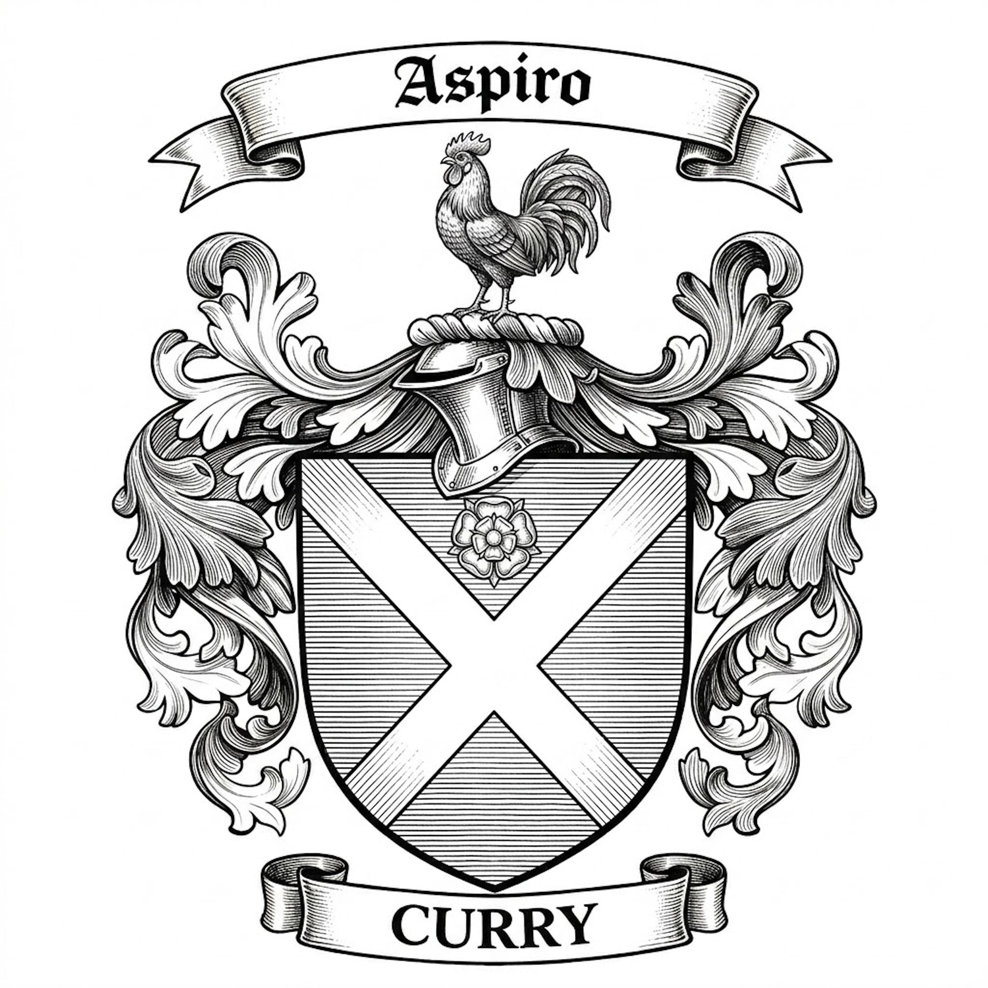 The Curry Family Coat of Arms digital download: Includes Color PNG, B&W PNG, and SVG vector files
