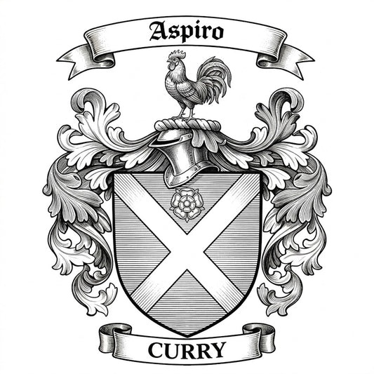 The Curry Family Coat of Arms digital download: Includes Color PNG, B&W PNG, and SVG vector files