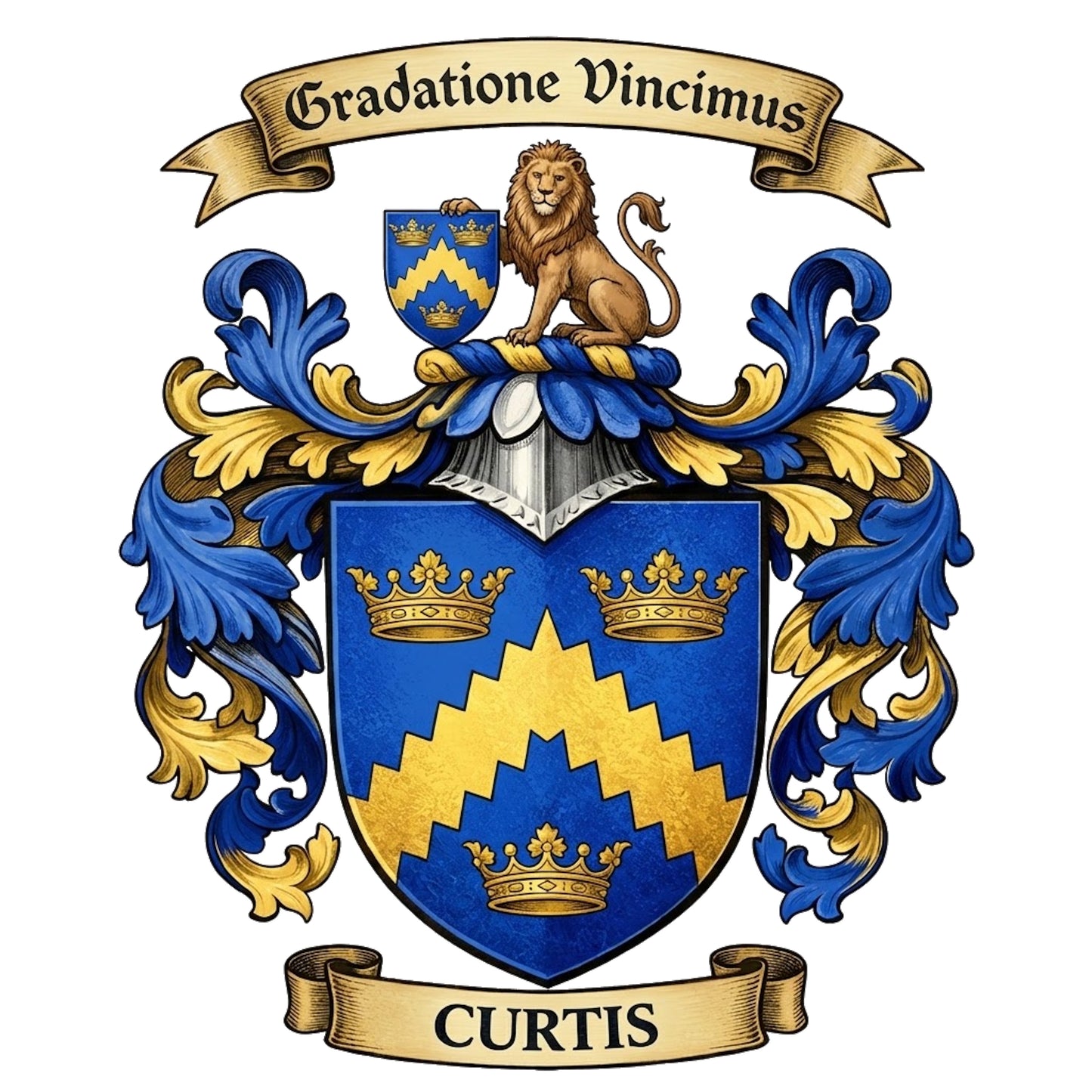 The Curtis Family Coat of Arms digital download: Includes Color PNG, B&W PNG, and SVG vector files