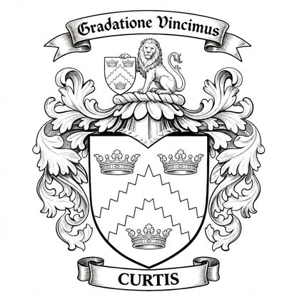 The Curtis Family Coat of Arms digital download: Includes Color PNG, B&W PNG, and SVG vector files