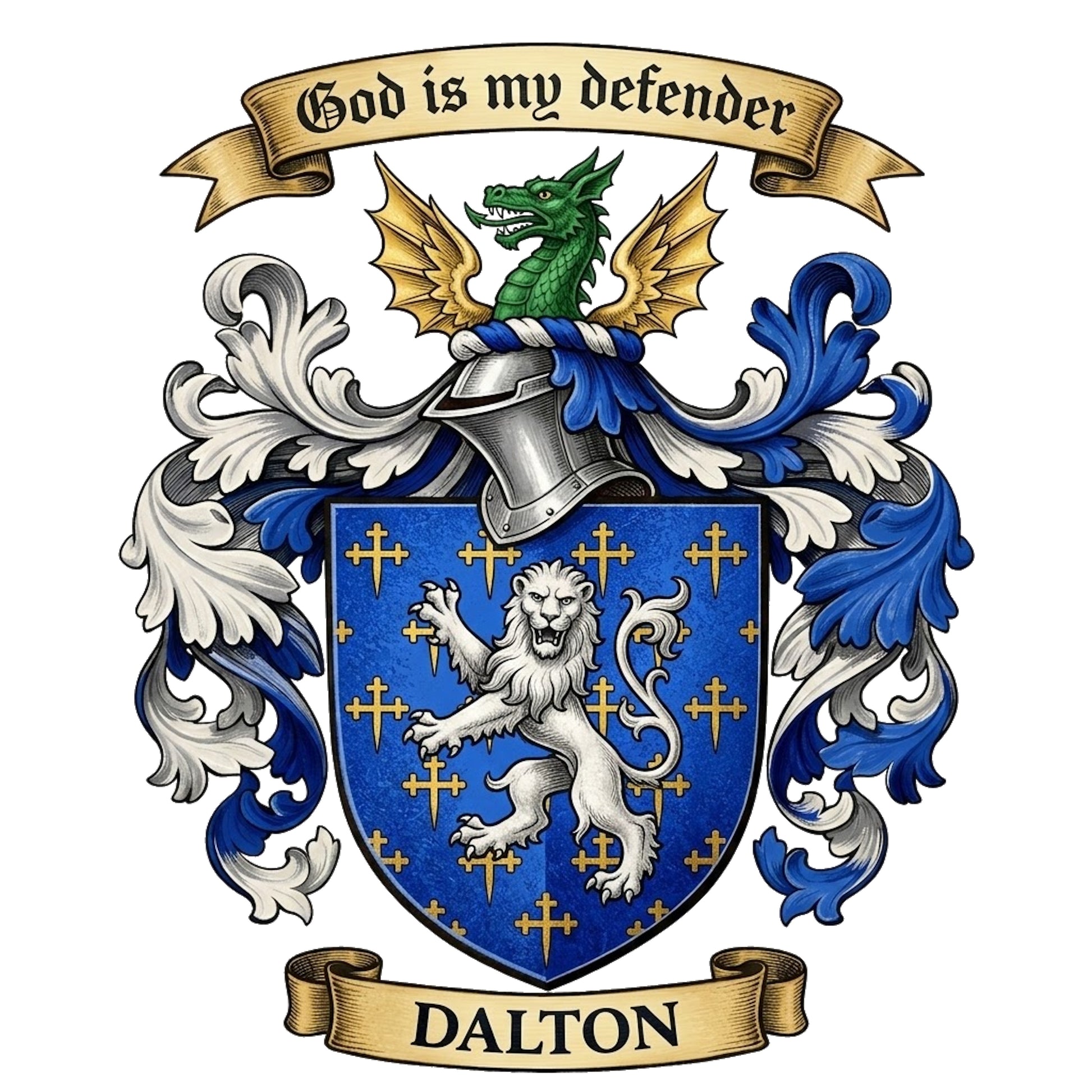 The Dalton Family Coat of Arms digital download: Includes Color PNG, B&W PNG, and SVG vector files
