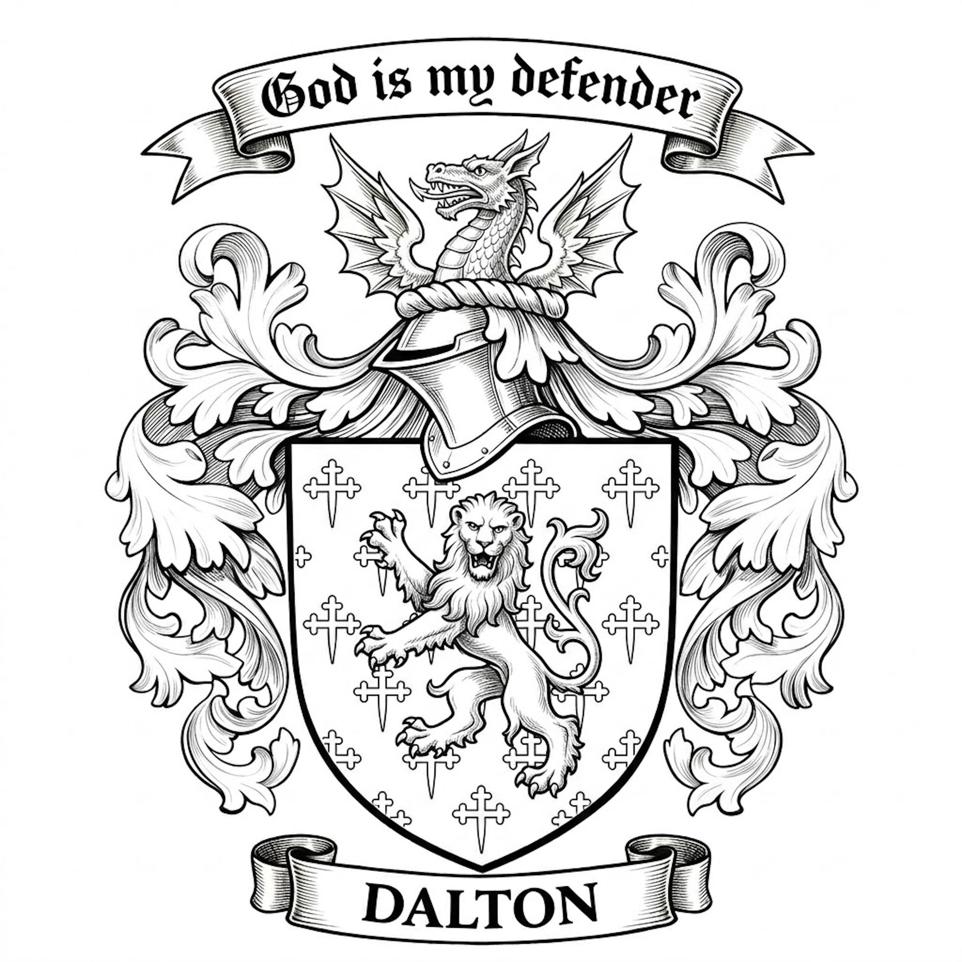 The Dalton Family Coat of Arms digital download: Includes Color PNG, B&W PNG, and SVG vector files