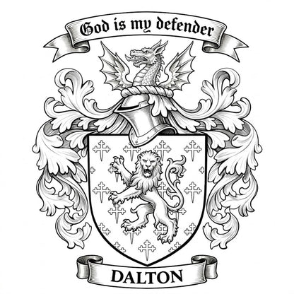The Dalton Family Coat of Arms digital download: Includes Color PNG, B&W PNG, and SVG vector files