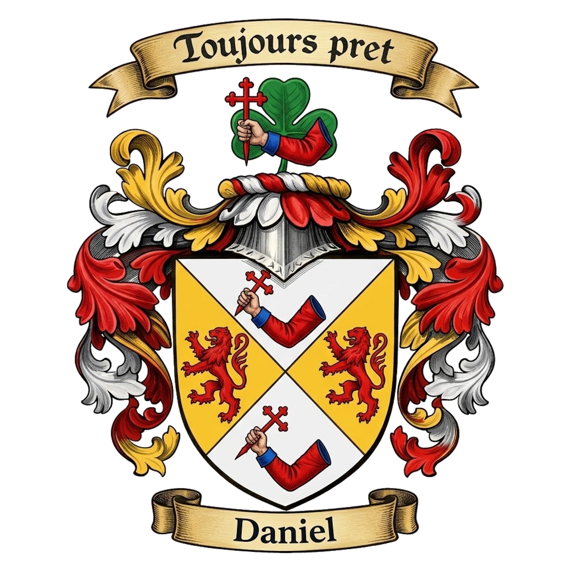 The Daniel Family Coat of Arms digital download: Includes Color PNG, B&W PNG, and SVG vector files