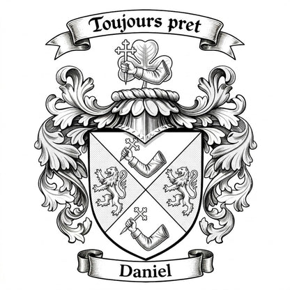 The Daniel Family Coat of Arms digital download: Includes Color PNG, B&W PNG, and SVG vector files