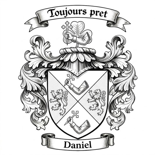 The Daniel Family Coat of Arms digital download: Includes Color PNG, B&W PNG, and SVG vector files