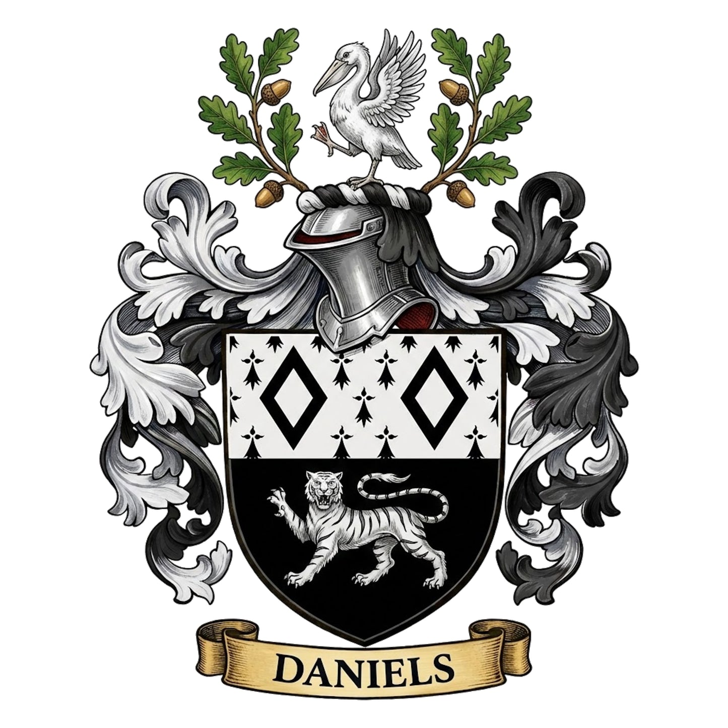 The Daniels Family Coat of Arms digital download: Includes Color PNG, B&W PNG, and SVG vector files