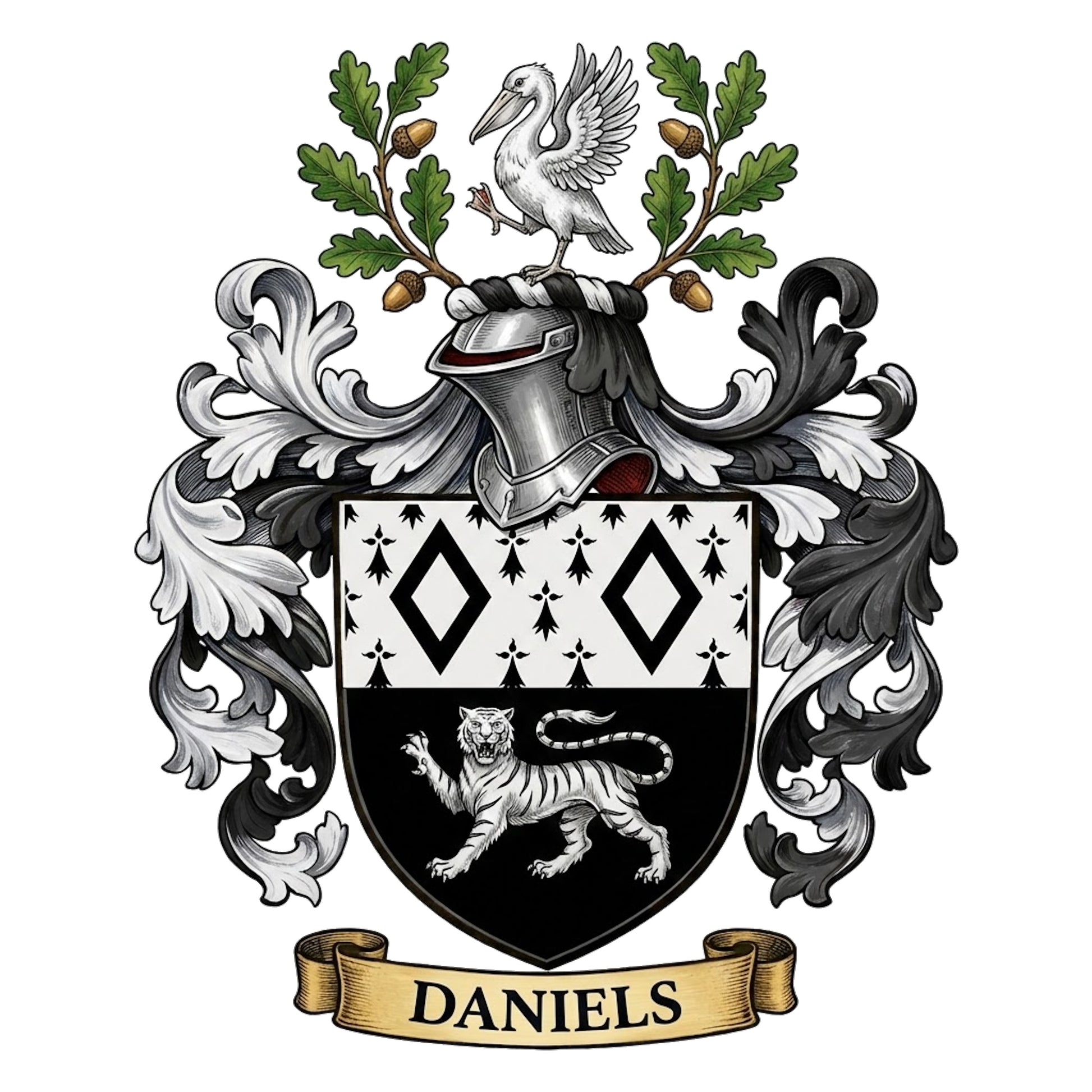 The Daniels Family Coat of Arms digital download: Includes Color PNG, B&W PNG, and SVG vector files