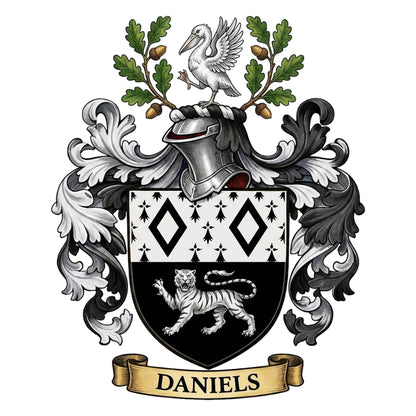 The Daniels Family Coat of Arms digital download: Includes Color PNG, B&W PNG, and SVG vector files