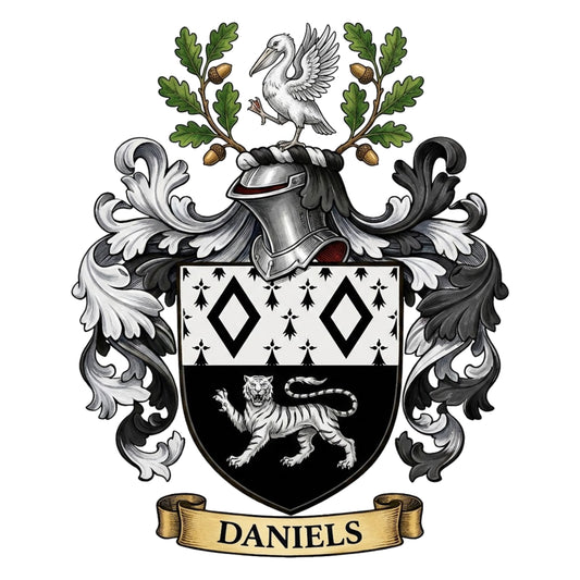 The Daniels Family Coat of Arms digital download: Includes Color PNG, B&W PNG, and SVG vector files