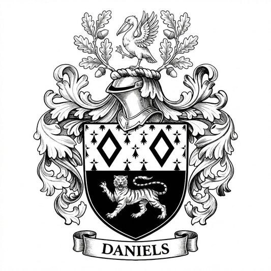 The Daniels Family Coat of Arms digital download: Includes Color PNG, B&W PNG, and SVG vector files