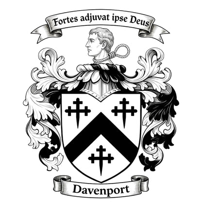 The Davenport Family Coat of Arms digital download: Includes Color PNG, B&W PNG, and SVG vector files