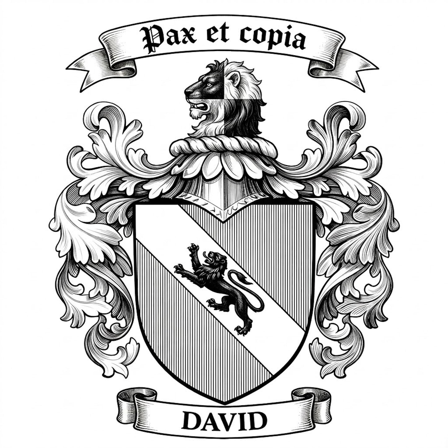 The David Family Coat of Arms digital download: Includes Color PNG, B&W PNG, and SVG vector files