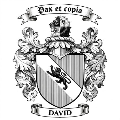 The David Family Coat of Arms digital download: Includes Color PNG, B&W PNG, and SVG vector files