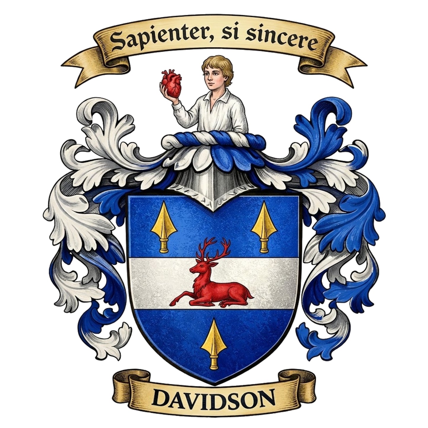 The Davidson Family Coat of Arms digital download: Includes Color PNG, B&W PNG, and SVG vector files