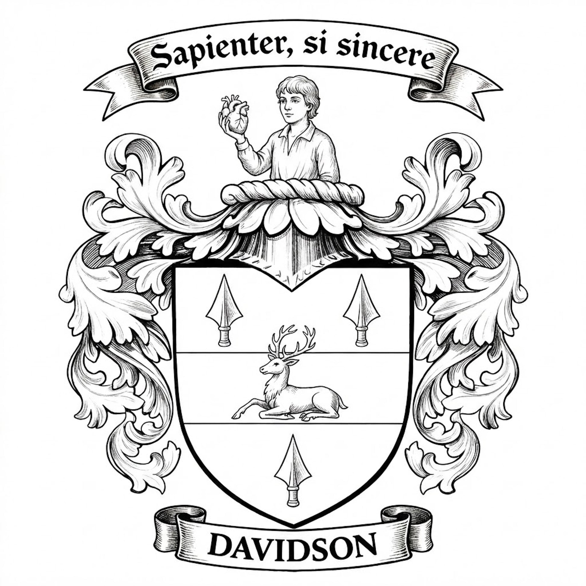 The Davidson Family Coat of Arms digital download: Includes Color PNG, B&W PNG, and SVG vector files