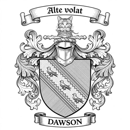 The Dawson Family Coat of Arms digital download: Includes Color PNG, B&W PNG, and SVG vector files