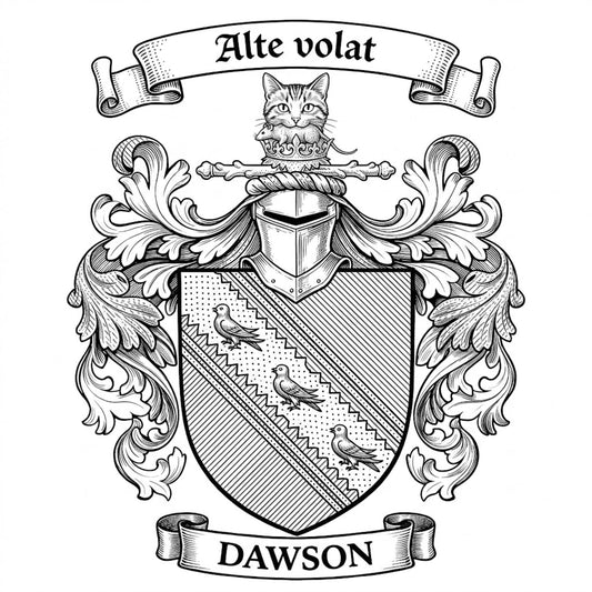The Dawson Family Coat of Arms digital download: Includes Color PNG, B&W PNG, and SVG vector files