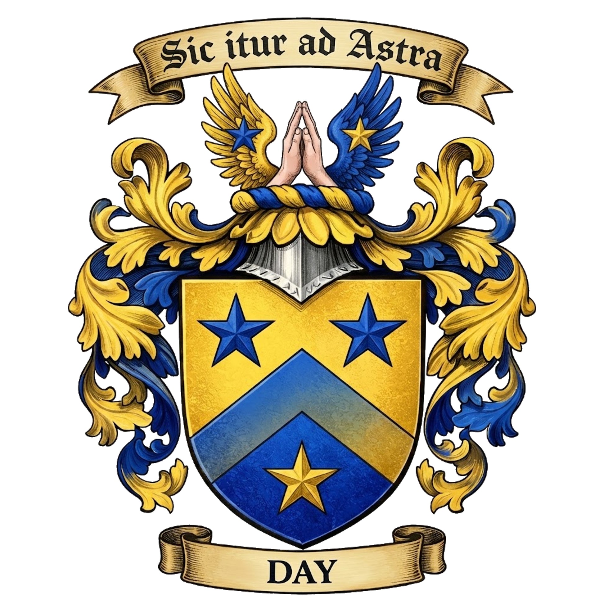 The Day Family Coat of Arms digital download: Includes Color PNG, B&W PNG, and SVG vector files